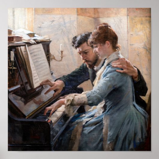 Albert Edelfelt - Piano spelen Poster (Voorkant)