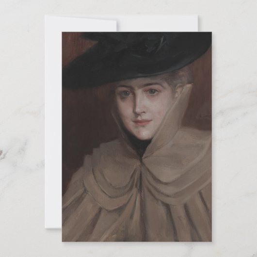 Albert Edelfelt - Portret van een jonge vrouw Bedankkaart (Voorkant)