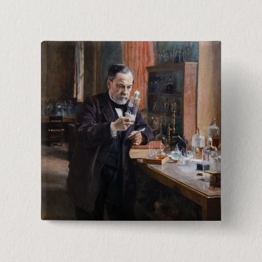 Albert Edelfelt - Portret van Louis Pasteur Vierkante Button 5,1 Cm (Voorkant)