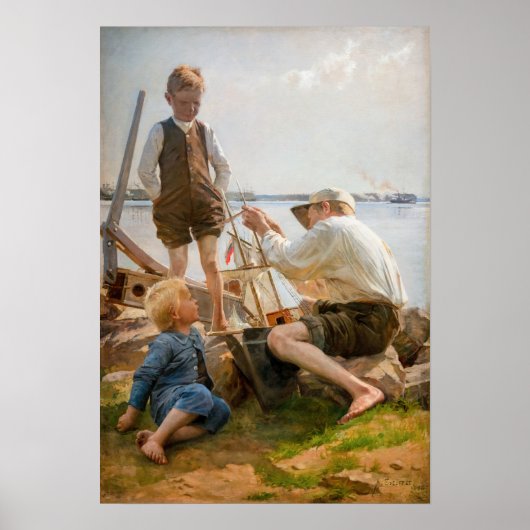 Albert Edelfelt - Scheepsbouwers Poster (Voorkant)