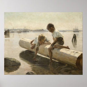 Albert Edelfelt - Twee Jongens op een Boomstam Poster