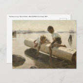 Albert Edelfelt - Twee jongens op een log Briefkaart (Voorkant / Achterkant)