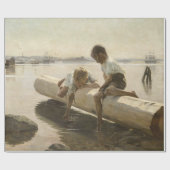 Albert Edelfelt - Twee jongens op een log Cadeaupapier (Vlak)