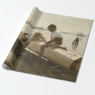 Albert Edelfelt - Twee jongens op een log Cadeaupapier