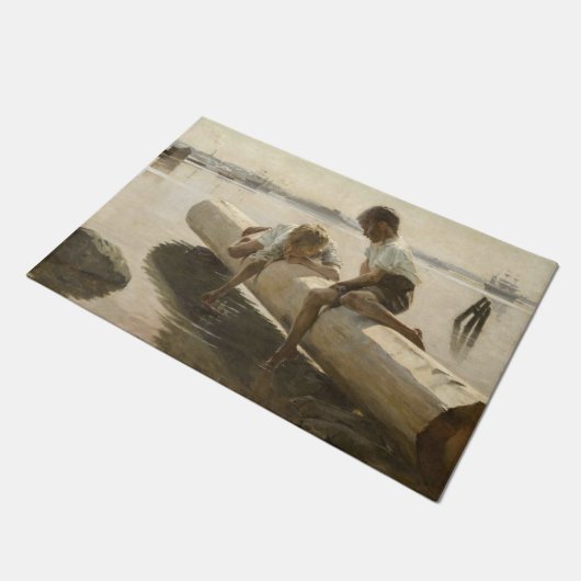 Albert Edelfelt - Twee jongens op een log Deurmat (Schuin)