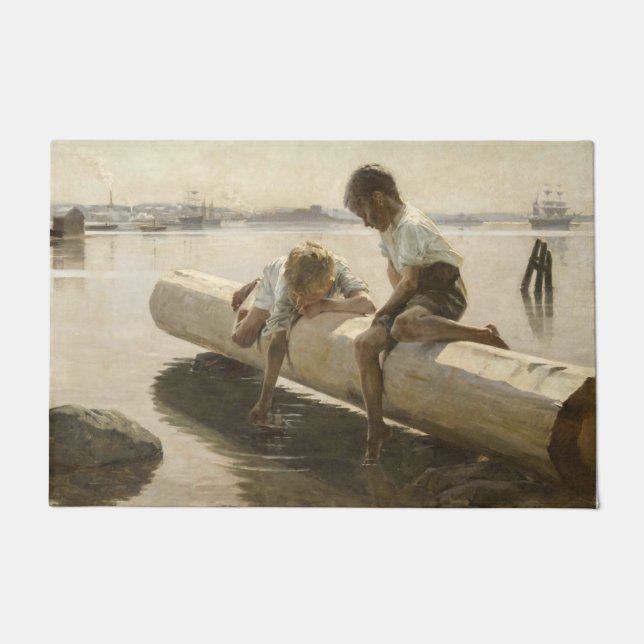 Albert Edelfelt - Twee jongens op een log Deurmat (Voorkant)
