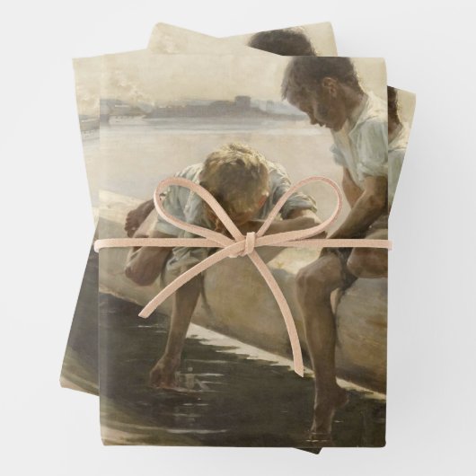 Albert Edelfelt - Twee jongens op een log Inpakpapier Vel (In situ)