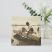 Albert Edelfelt - Twee jongens op een log Kaart (Staand voorkant)
