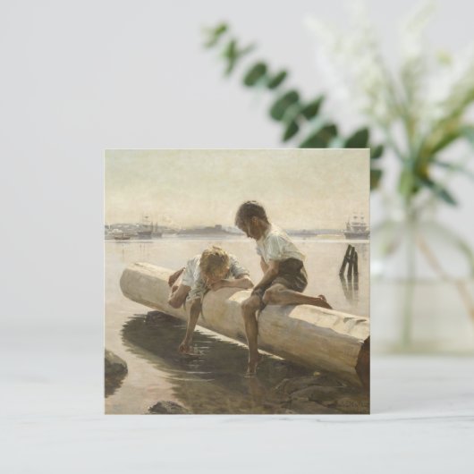 Albert Edelfelt - Twee jongens op een log Kaart (Staand voorkant)
