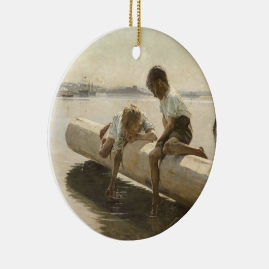 Albert Edelfelt - Twee jongens op een log Keramisch Ornament (Rechts)