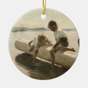 Albert Edelfelt - Twee jongens op een log Keramisch Ornament