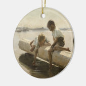 Albert Edelfelt - Twee jongens op een log Keramisch Ornament (Links)