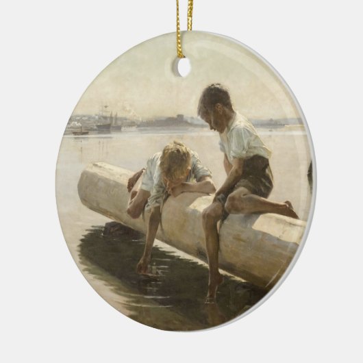 Albert Edelfelt - Twee jongens op een log Keramisch Ornament (Links)