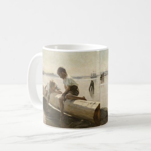 Albert Edelfelt - Twee jongens op een log Koffiemok (Voorkant links)