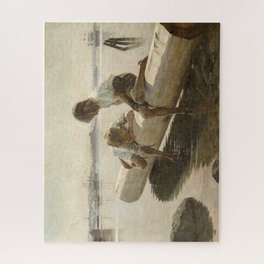 Albert Edelfelt - Twee jongens op een log Legpuzzel (Verticaal)