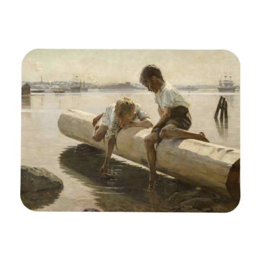 Albert Edelfelt - Twee jongens op een log Magneet (Horizontaal)