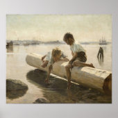 Albert Edelfelt - Twee jongens op een log Poster (Voorkant)
