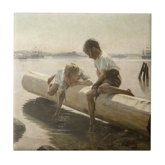 Albert Edelfelt - Twee jongens op een log Tegeltje (Voorkant)