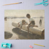 Albert Edelfelt - Twee jongens op een log Tissuepapier (Craft)