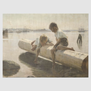 Albert Edelfelt - Twee jongens op een log Tissuepapier