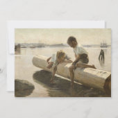 Albert Edelfelt - Twee jongens op een stam Bedankkaart (Voorkant)