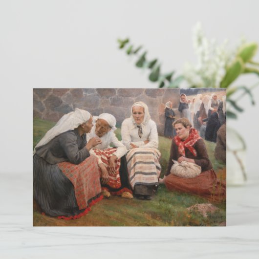 Albert Edelfelt - Vrouwen buiten de kerk Bedankkaart (Staand voorkant)