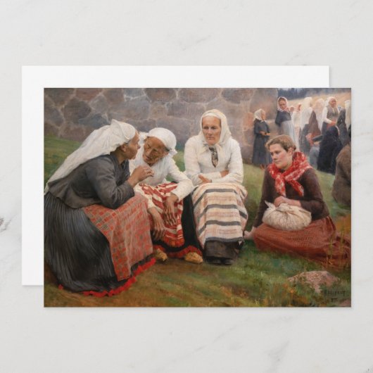 Albert Edelfelt - Vrouwen buiten de kerk Bedankkaart (Voorkant / Achterkant)