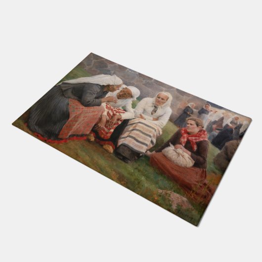 Albert Edelfelt - Vrouwen buiten de kerk Deurmat (Schuin)
