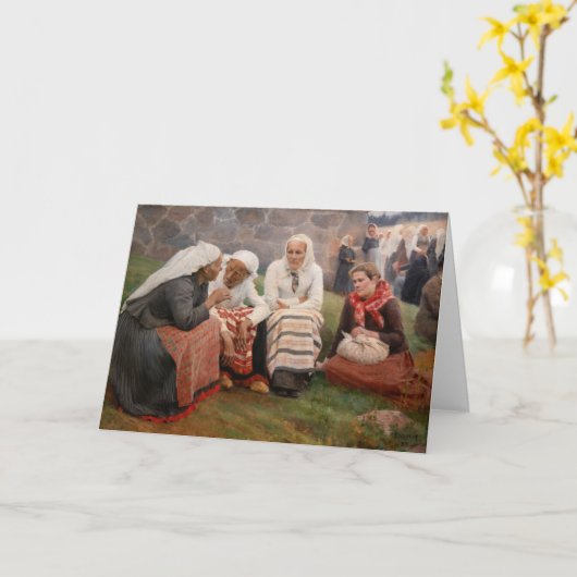 Albert Edelfelt - Vrouwen buiten de kerk Kaart (Gele Bloem)