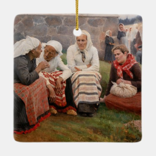 Albert Edelfelt - Vrouwen buiten de kerk Keramisch Ornament (Achterkant)