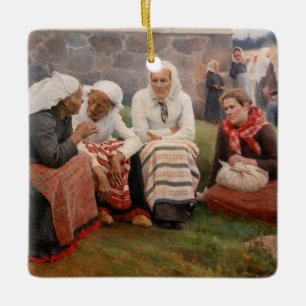 Albert Edelfelt - Vrouwen buiten de kerk Keramisch Ornament