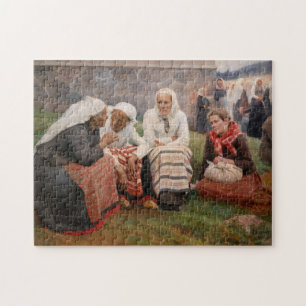 Albert Edelfelt - Vrouwen buiten de kerk Legpuzzel