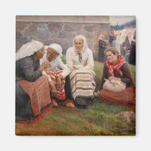 Albert Edelfelt - Vrouwen buiten de kerk Magneet