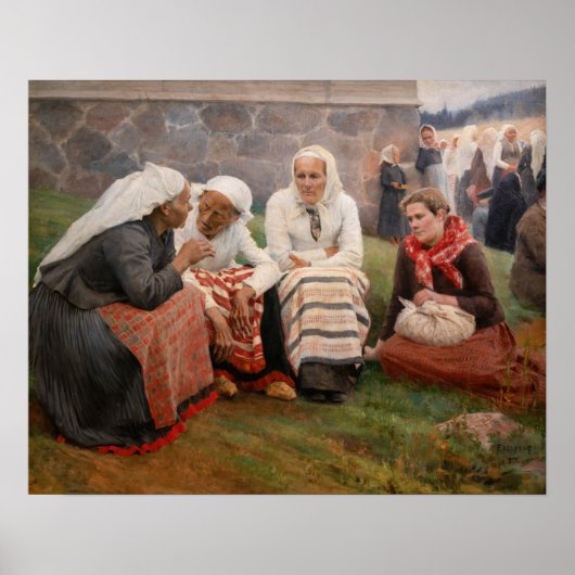 Albert Edelfelt - Vrouwen buiten de kerk Poster (Voorkant)