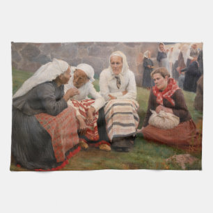 Albert Edelfelt - Vrouwen buiten de kerk Theedoek
