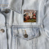 Albert Edelfelt - Vrouwen buiten de kerk Vierkante Button 5,1 Cm (In situ)