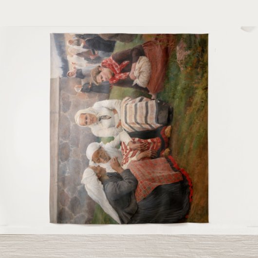 Albert Edelfelt - Vrouwen buiten de kerk Wandkleed (Voorkant)