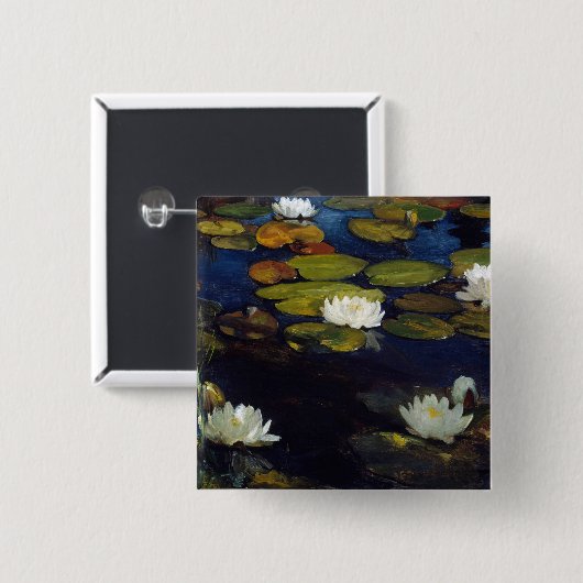 Albert Edelfelt - Waterlelies, studie Vierkante Button 5,1 Cm (Voorkant /achterkant)