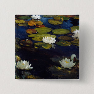 Albert Edelfelt - Waterlelies, studie Vierkante Button 5,1 Cm