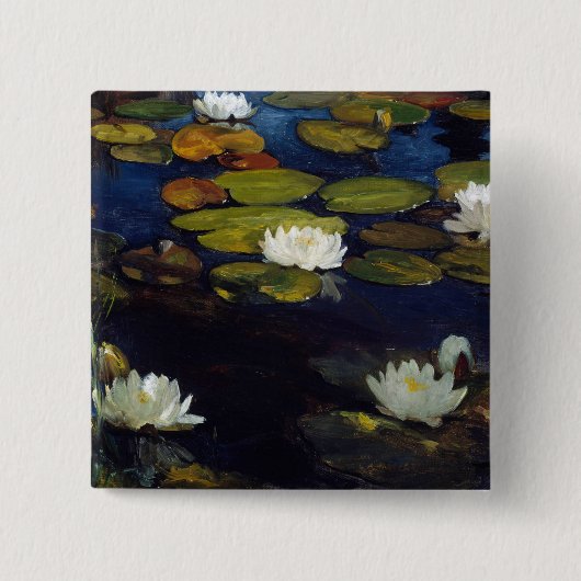 Albert Edelfelt - Waterlelies, studie Vierkante Button 5,1 Cm (Voorkant)