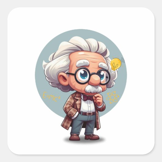 Albert Einstein 2 Vierkante Sticker (Voorkant)