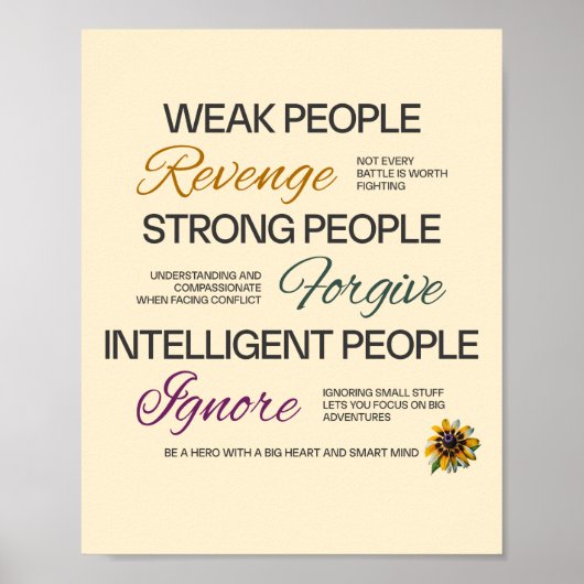 Albert Einstein Forgive Ignore Growth Wisdom Quote Poster (Voorkant)