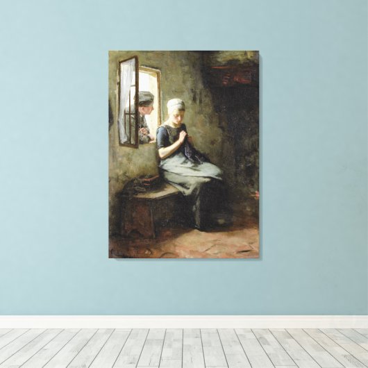  Albert Neuhuys Fishermans Courtship Canvas Afdruk (Insitu (Houten vloer))
