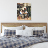Albert Neuhuys Interior met een Vrouwenstrijder en Canvas Afdruk (Insitu (Slaapkamer))