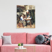 Albert Neuhuys Interior met een Vrouwenstrijder en Canvas Afdruk (Insitu (Woonkamer))