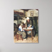 Albert Neuhuys Interior met een Vrouwenstrijder en Canvas Afdruk (Voorkant)