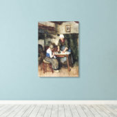 Albert Neuhuys Interior met een Vrouwenstrijder en Canvas Afdruk (Insitu (Houten vloer))