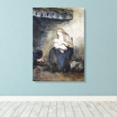 Albert Neuhuys moeder verzorgt haar kind door Fir Canvas Afdruk (Insitu (Houten vloer))