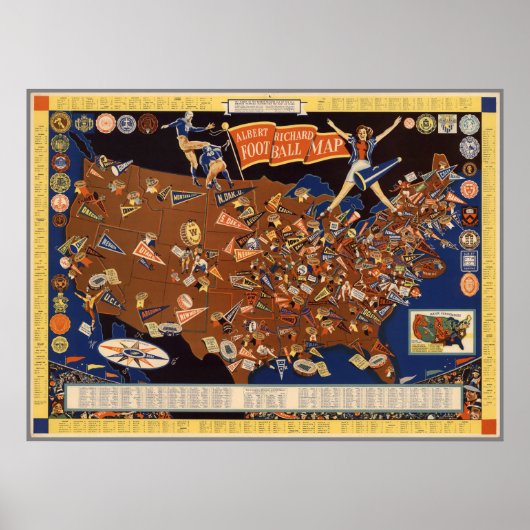  Albert Richard College Football Map Poster (Voorkant)