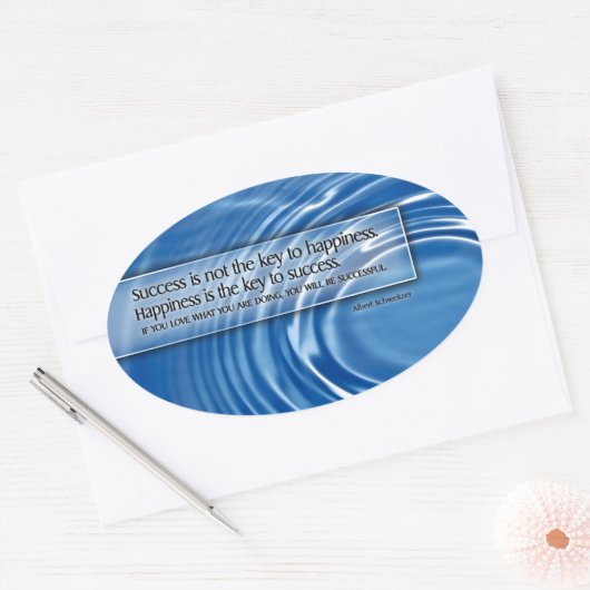 Albert Schweitzer Inspirerend citaat "Succes" Ovale Sticker (Envelop)